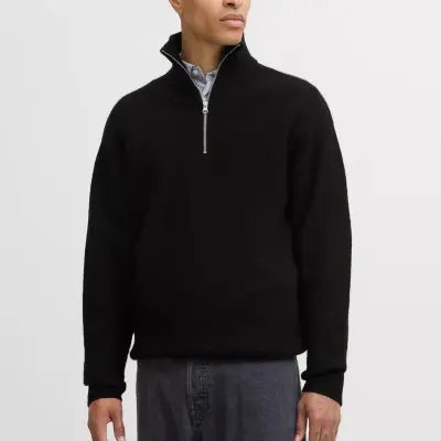 كنزة صوفية (بلوفر) رجالية جاك آند جونز محبوكة بياقة عالية ونصف سحاب