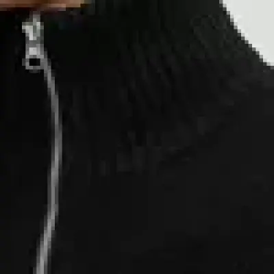 كنزة صوفية (بلوفر) رجالية جاك آند جونز محبوكة بياقة عالية ونصف سحاب