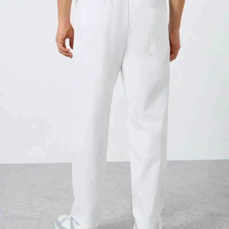 بنطال رجالي سادة بخصر رباط وقصة مستقيمة