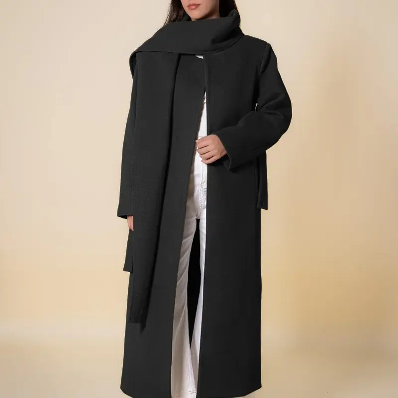 بطيخ معطف طويل مع وشاح