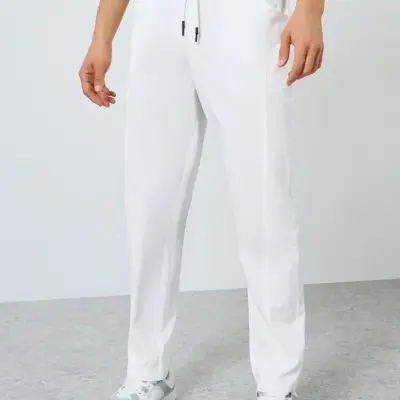 بنطال رجالي سادة بخصر رباط وقصة مستقيمة