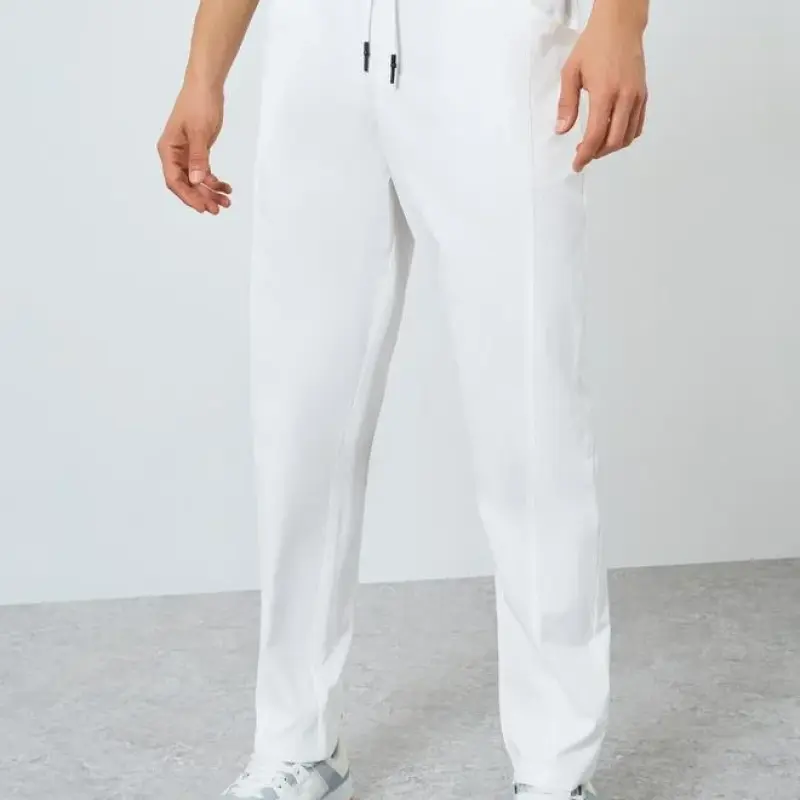 بنطال رجالي سادة بخصر رباط وقصة مستقيمة