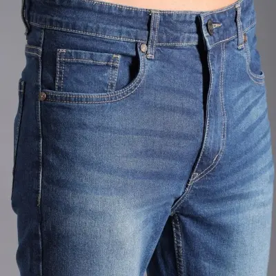 جينز رجالي مستقيم مدبب باللون النيلي - عصري وسهل